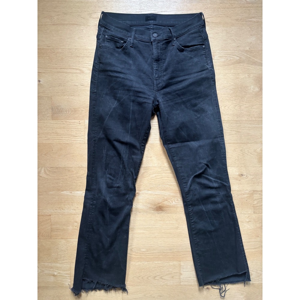 Mother Insider Crop Step‎ Fray Jeans Not Guilty Black Size 28 High Rise Denim